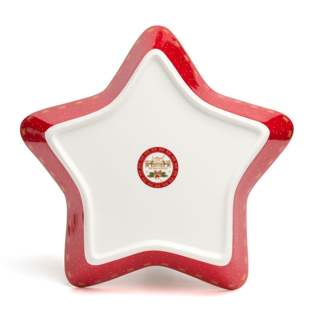 БЛЮДО-ЗВЕЗДА LEFARD ДЕД МОРОЗ 28*28*5 СМ КРАСНОЕ (КОР=8ШТ.)  фото 4