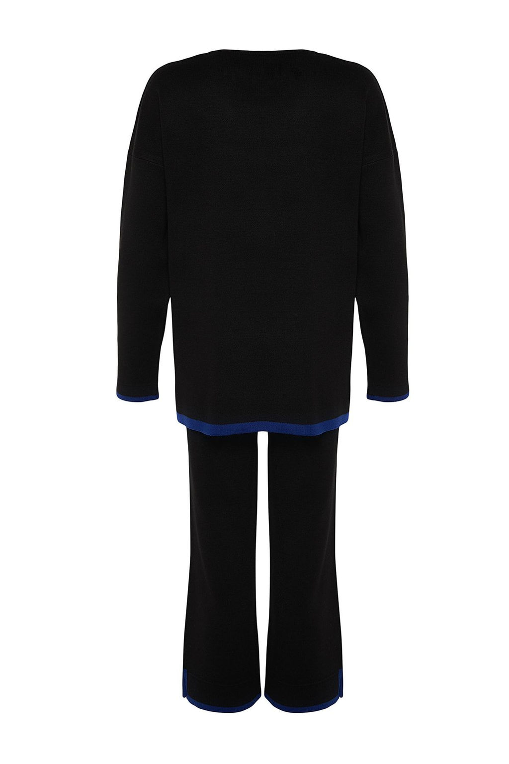 Siyah Genis Kal?p Kontrast Renkli Triko Alt-Ust Tak?m TWOAW24AU00062