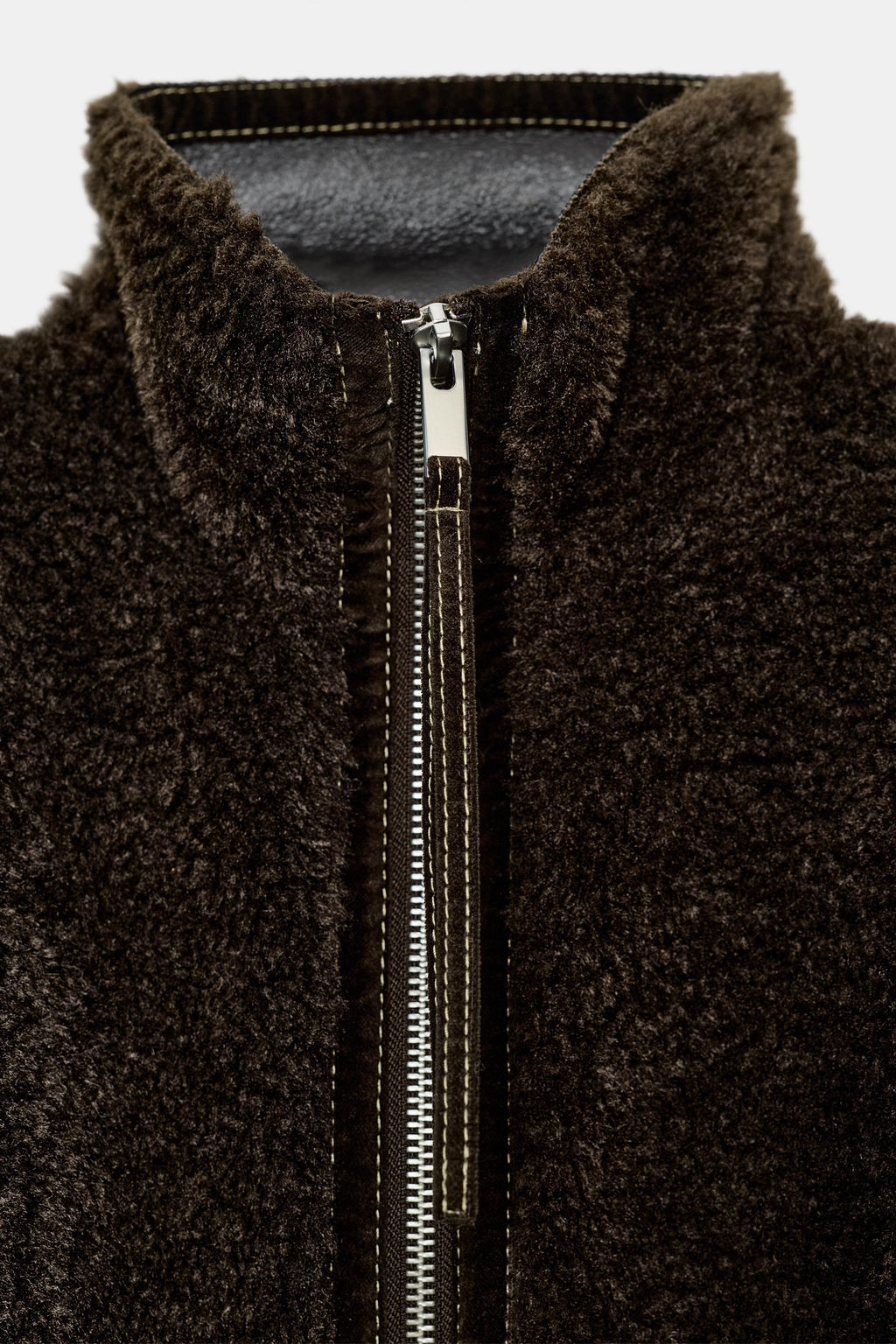 ZW COLLECTION FAUX SHEARLING DOUBLE-FACED JACKET - Zara фото 7