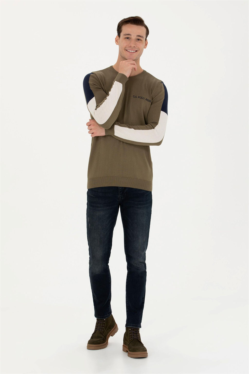 U. S. Polo Assn Мужской свитер цвета хаки - U.s. polo assn фото 4