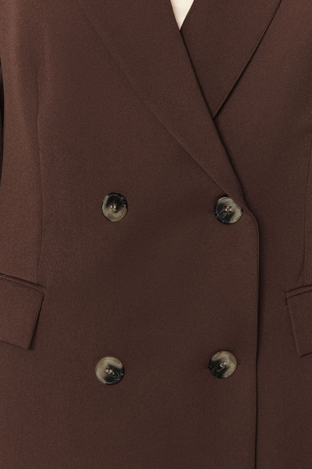Koyu Kahverengi Astarl? Kruvaze Kapama Dokuma Blazer Ceket TWOAW21CE0145