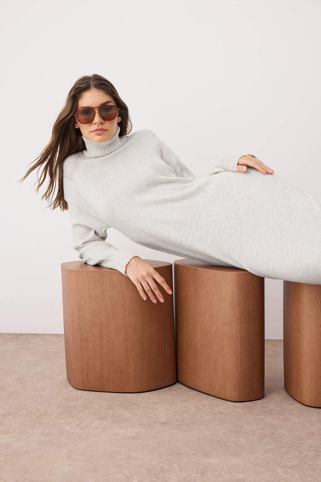 Tas*001 Ic Gostermeyen Maxi Genis Kal?p Yumusak Dokulu Duz Triko Elbise TWOAW24EL00056