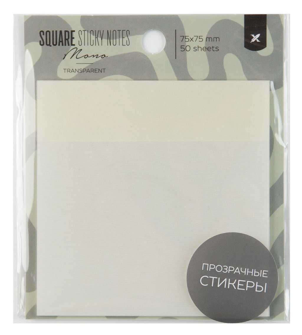 Блок самоклеящ. прозрачный LOREX TRANSPARENT MONO 75х75 мм 1 шт 50 л. прозр. 1 цв. 0,05 мм