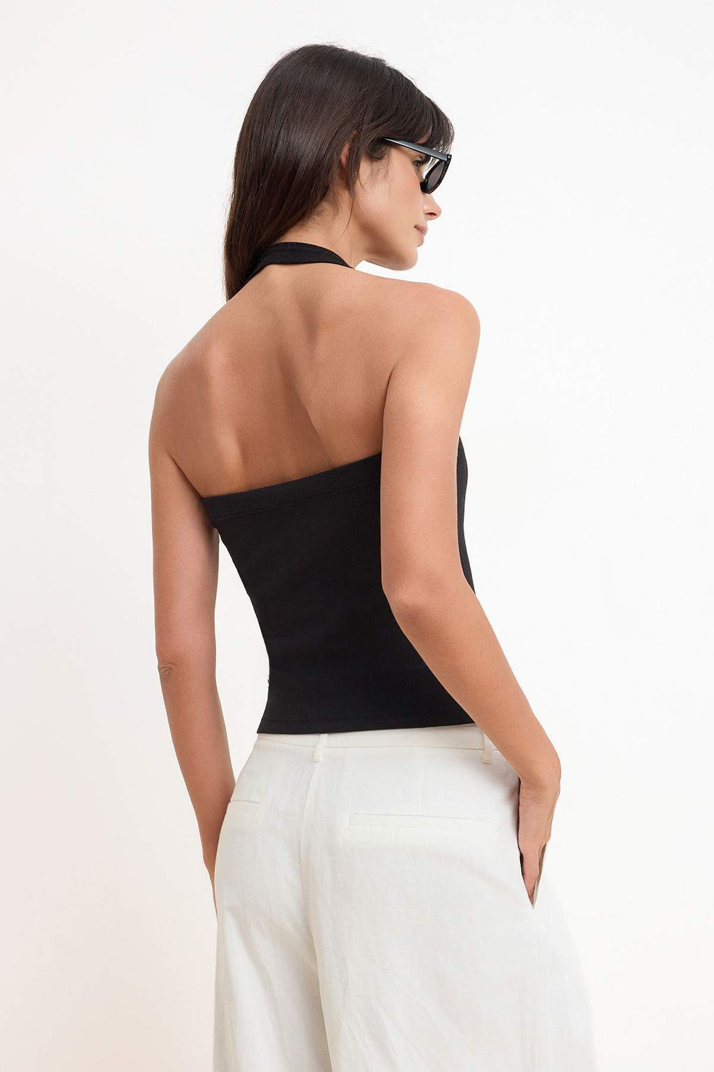 Siyah Fitted/Vucuda Oturan Boyundan Baglamal? Kolsuz Fitilli Esnek Orme Atlet TWOSS26AL00046 - Trendyolmilla фото 4