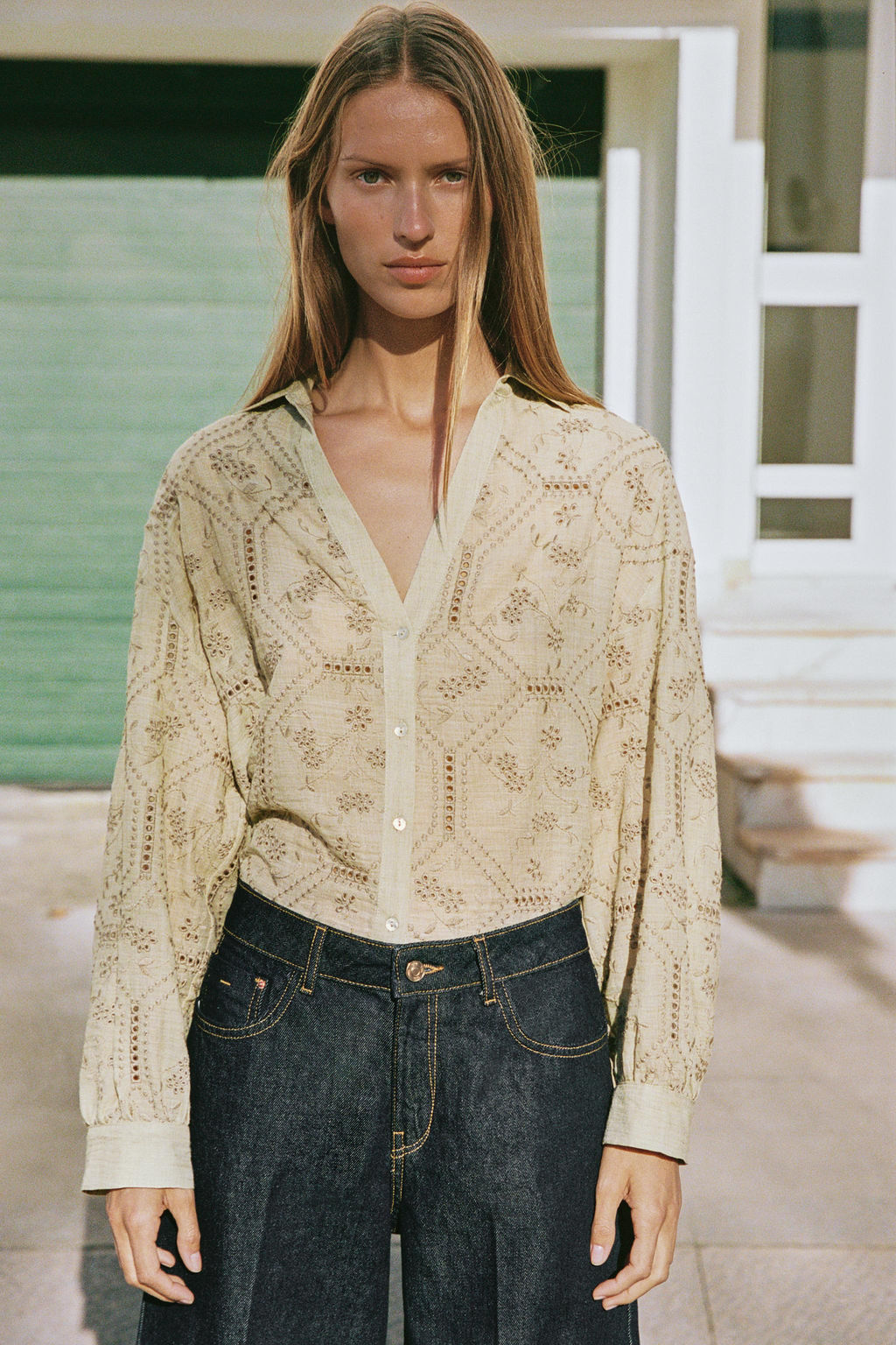 SHIRT WITH CUTWORK EMBROIDERY - Zara фото 14