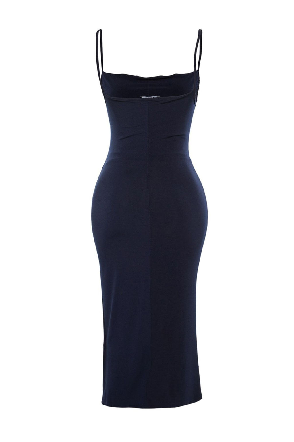 TRENDYOLMILLA Siyah Vucuda Oturan Degaje Yaka Midi Ask?l? Esnek Orme Midi Kalem Elbise TWOSS19AD0020  фото 8