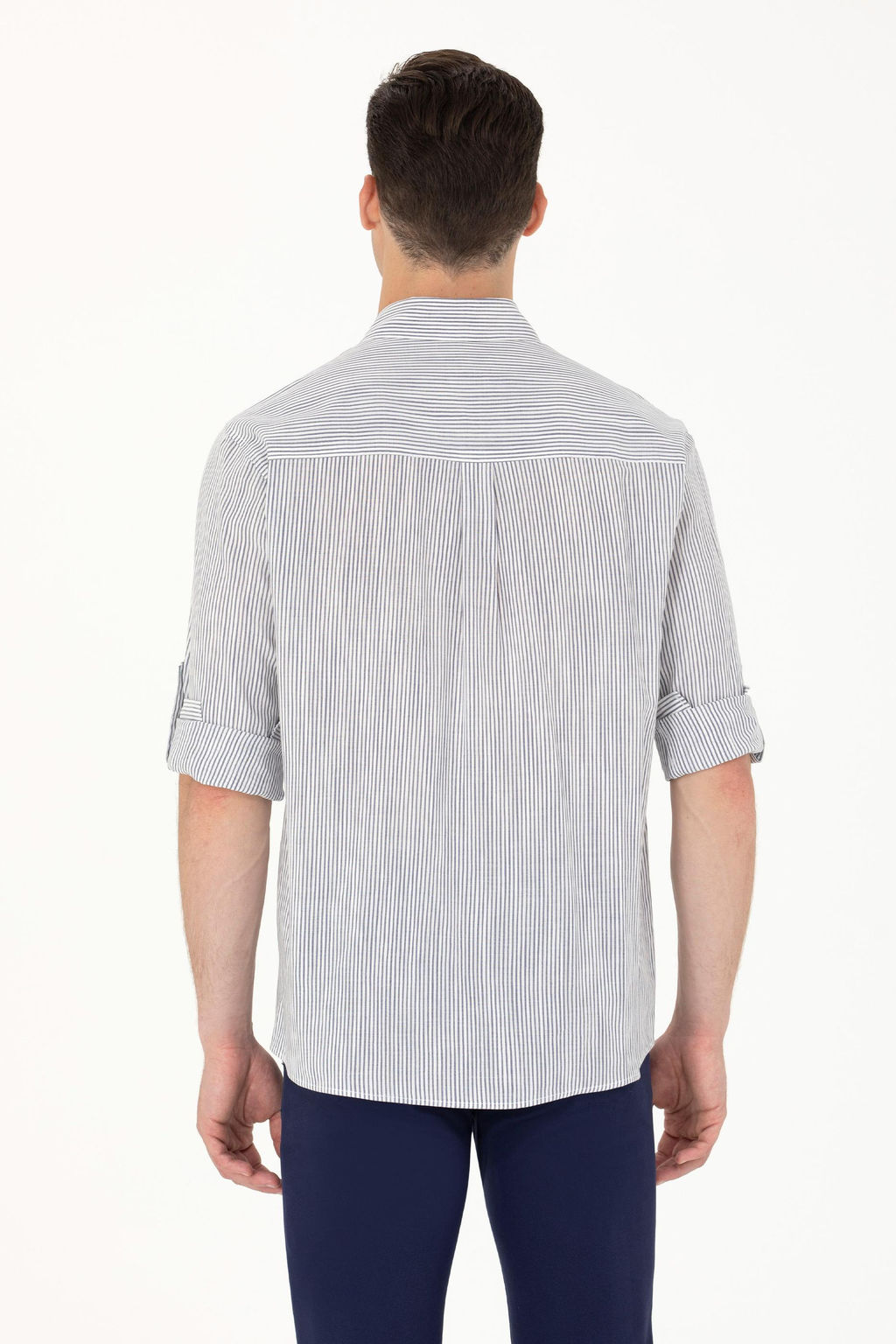 U. S. Polo Assn Мужская белая рубашка в темно-синюю полоску - U.s. polo assn фото 5