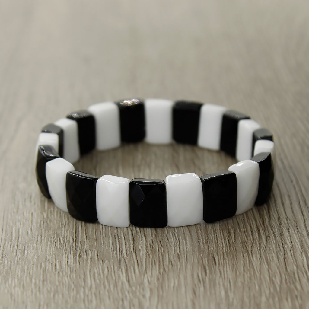Агат черный + белый 13мм, браслет Квадро длиной 19см - Agat77 фото 2