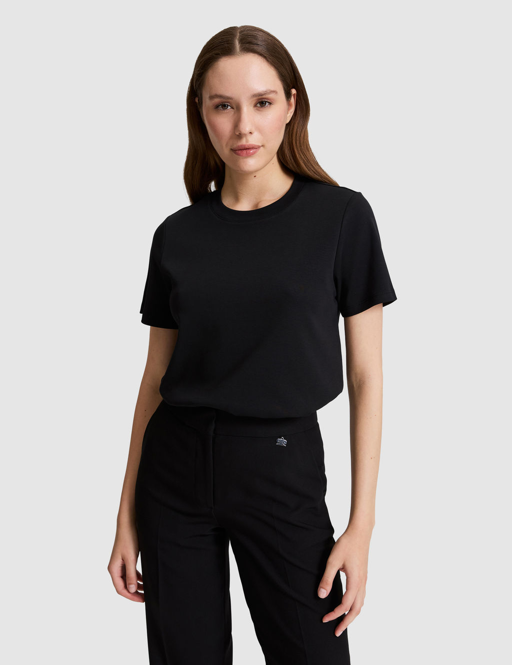 Siyah Regular Fit Bisiklet Yaka Basic Ti__rt