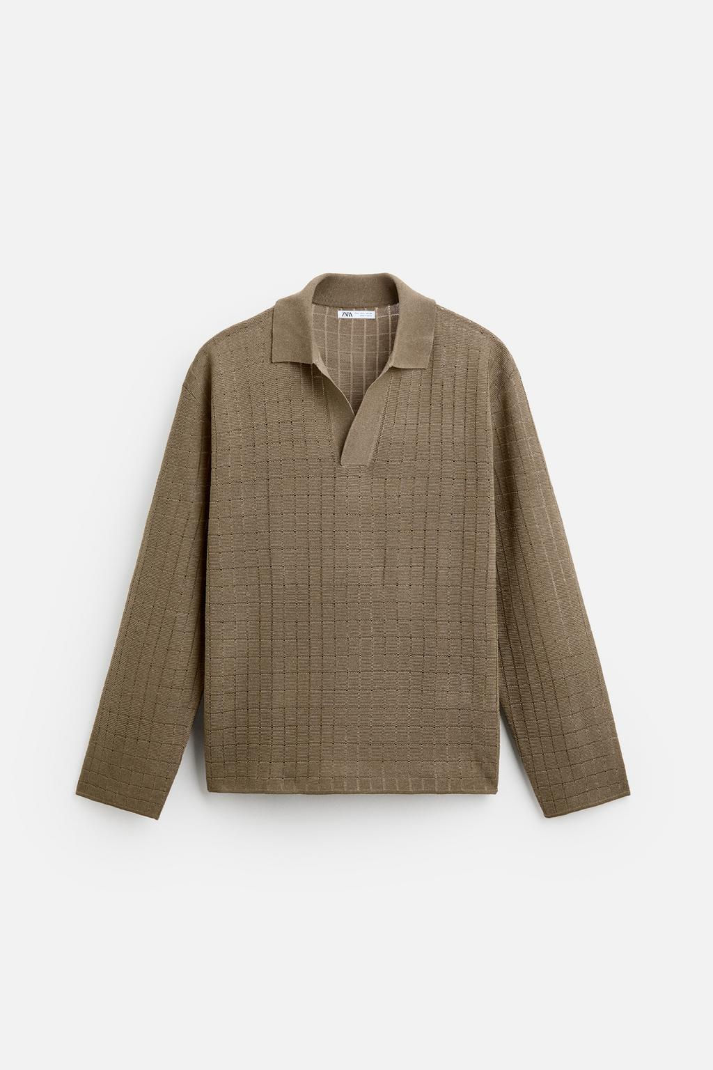 TEXTURED KNIT POLO SHIRT - Zara фото 7