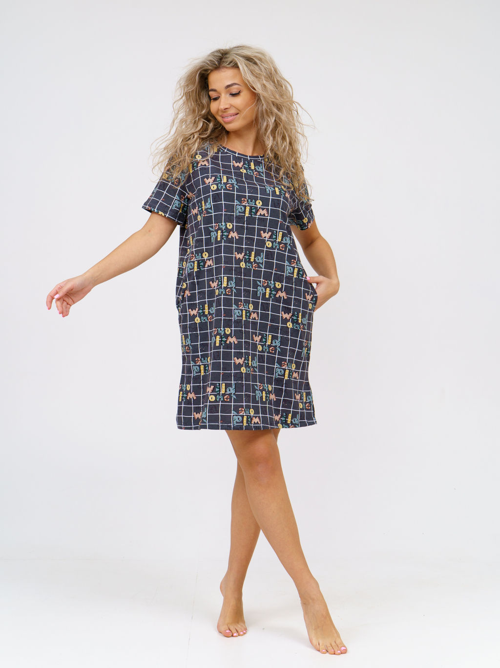 858 Туника "Клетка/фуме"