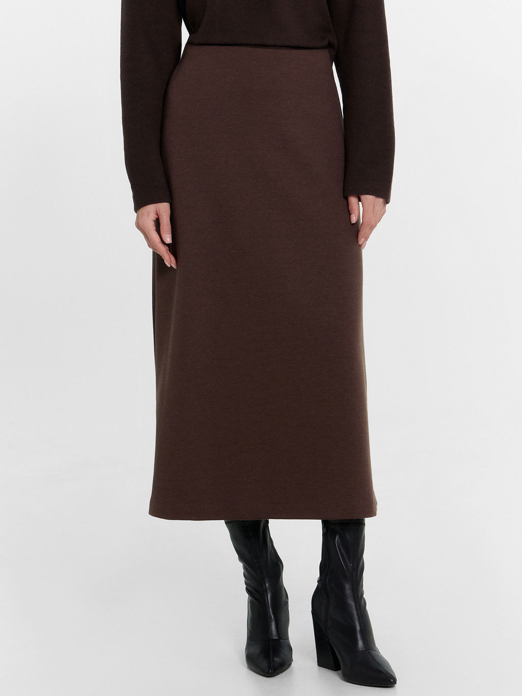 Юбка женская миди Mark Formelle 152802 из хлопка с полиэстером пепельно-коричневый  фото 4