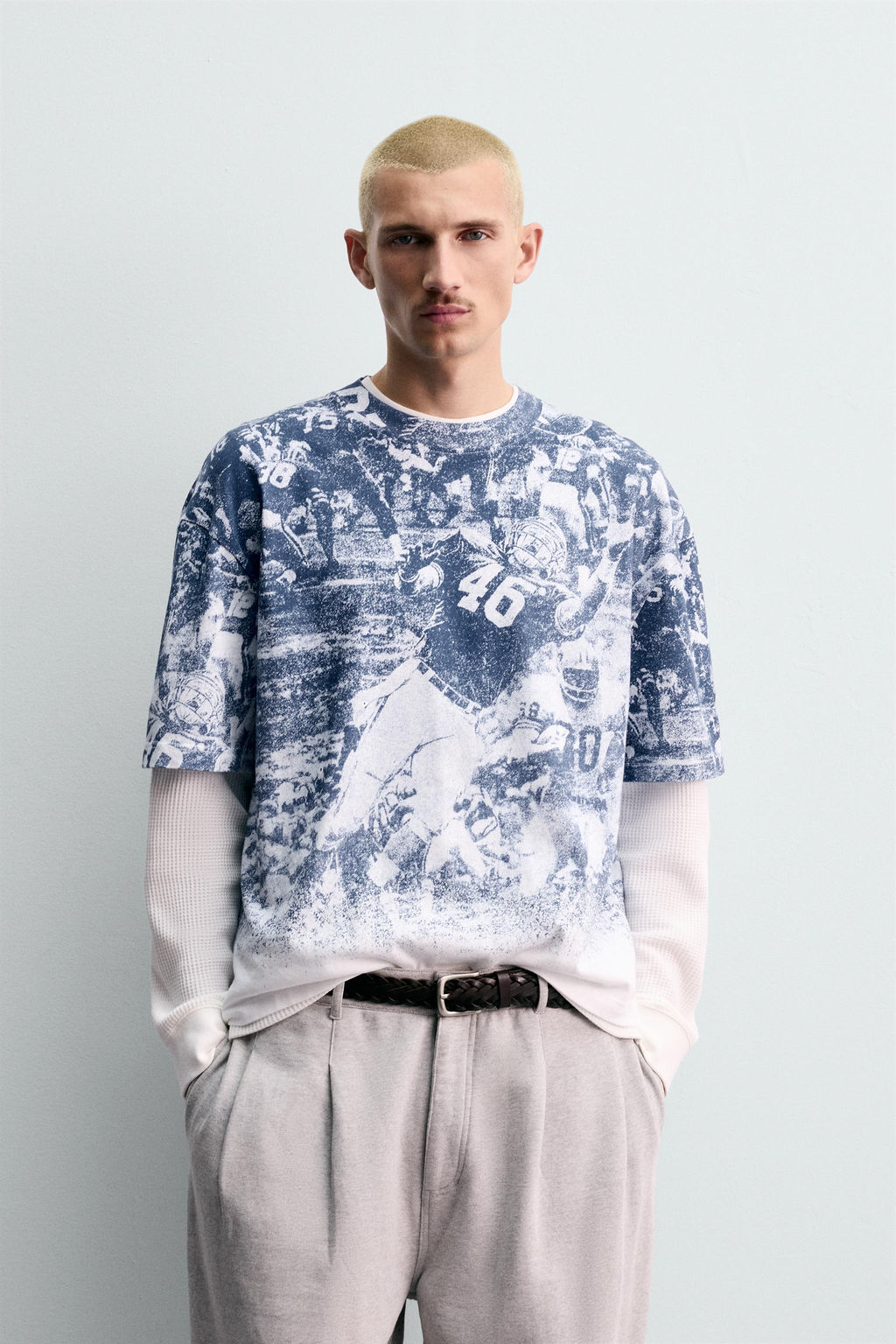 CHAMPION ® X ZARA AMERICAN FOOTBALL PRINT T-SHIRT  фото 2