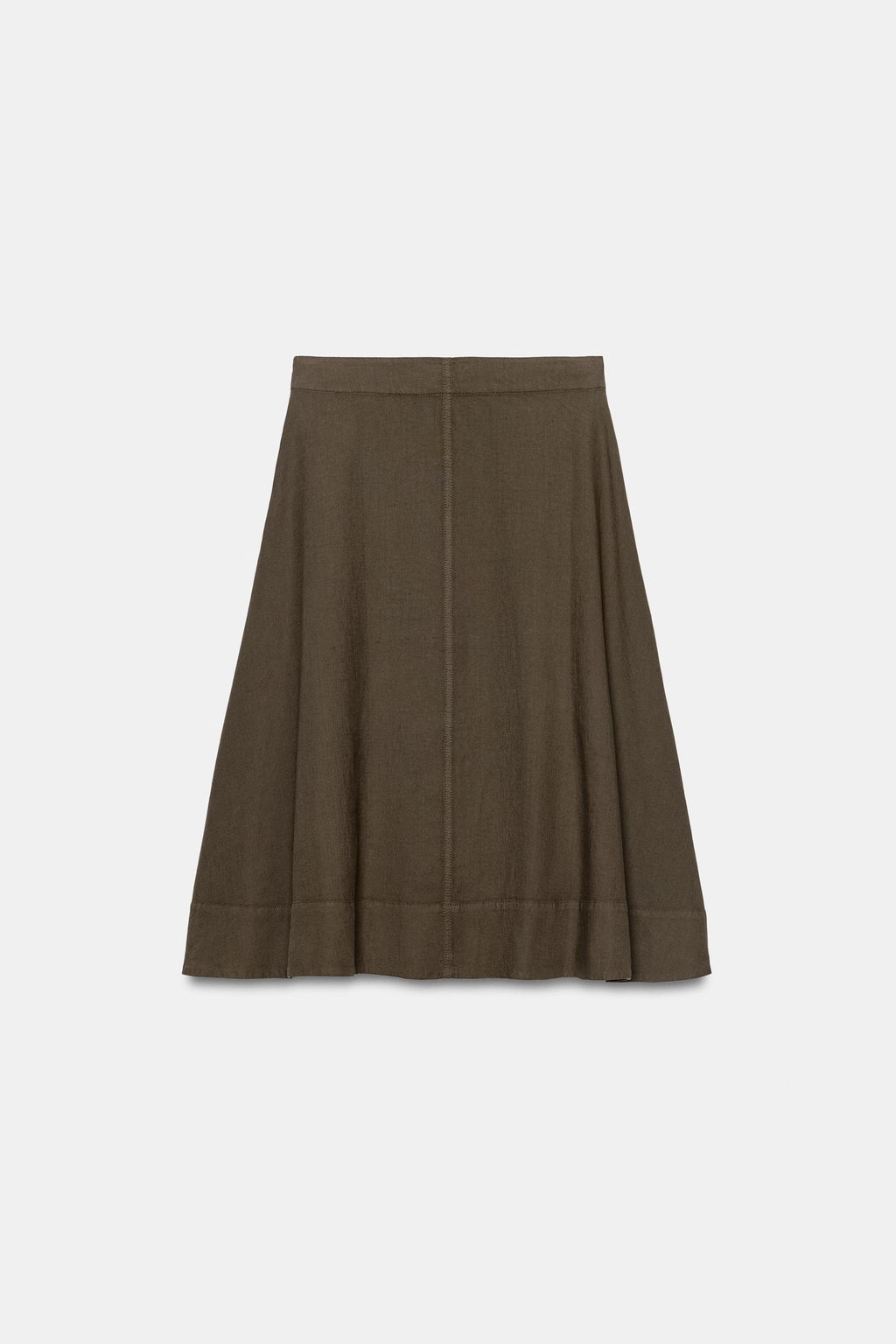FALDA MIDI CON LINO ZW COLLECTION / Marr?n / Topo