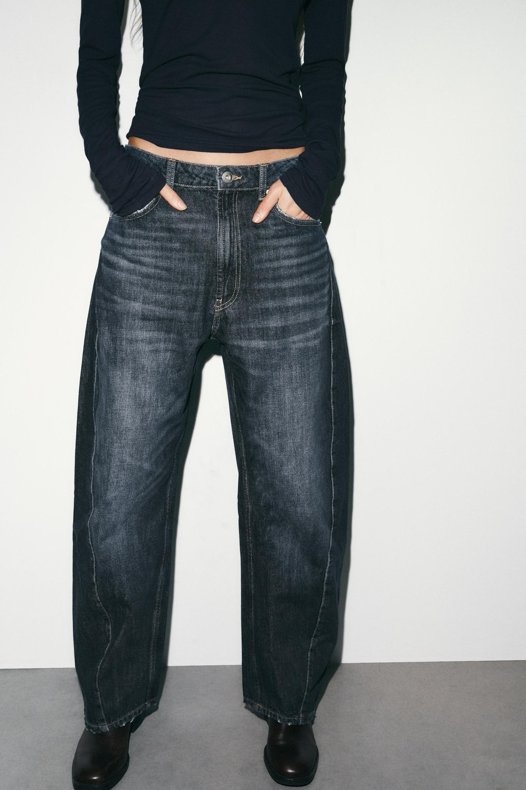 JEANS TRF BAGGY BARREL TIRO MEDIO / Marino - Zara фото 3