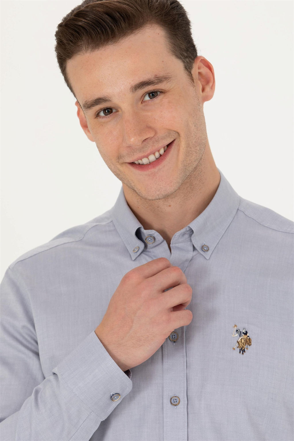 U. S. Polo Assn Мужская серая базовая рубашка с длинным рукавом - U.s. polo assn фото 2
