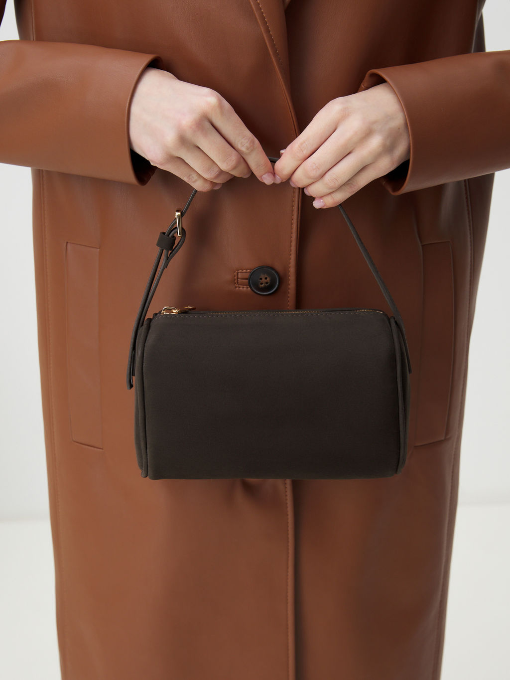 Женская сумка с ручками MAISON DAVID MARY MINI Артикул 4489239, шоколадный  фото 4