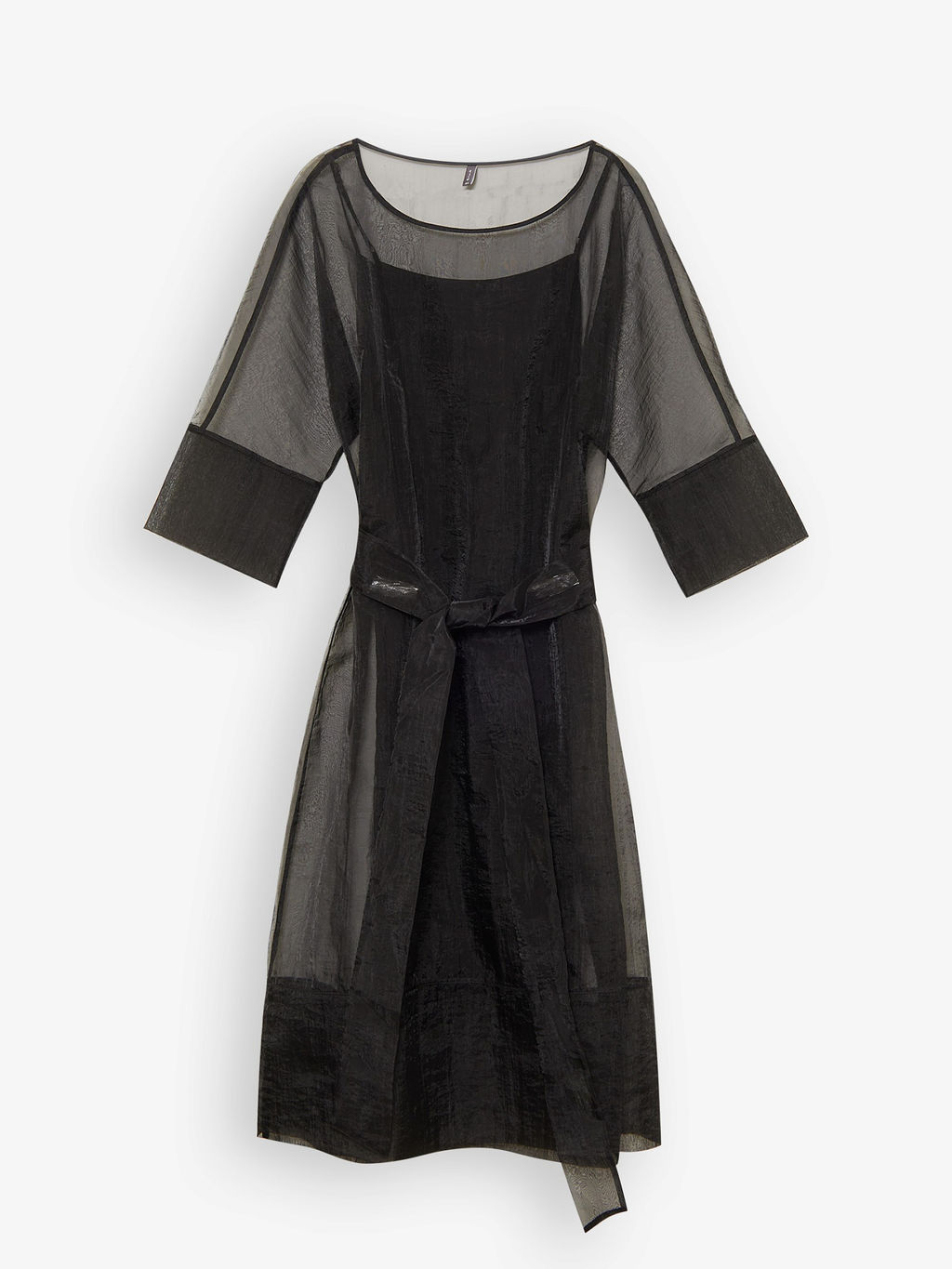 Платье миди из шифона с поясом - Emka фото 6