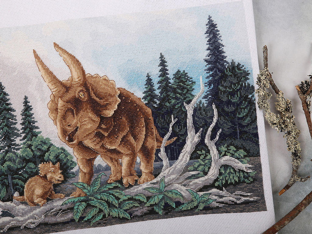 Набор для вышивания PANNA Золотая серия J-7290 Трицератопс 30 х 22 см