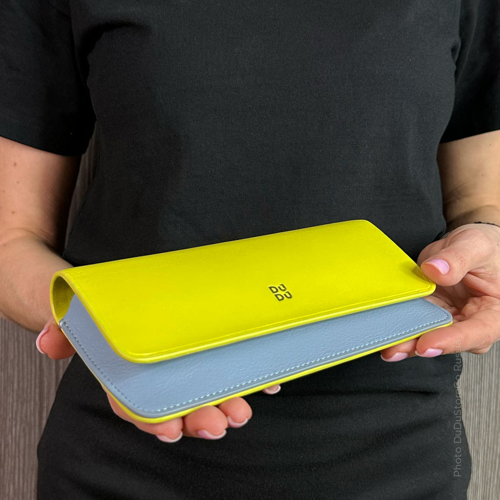 Итальянский кожаный футляр для очков DuDu серии Calais | лимонный