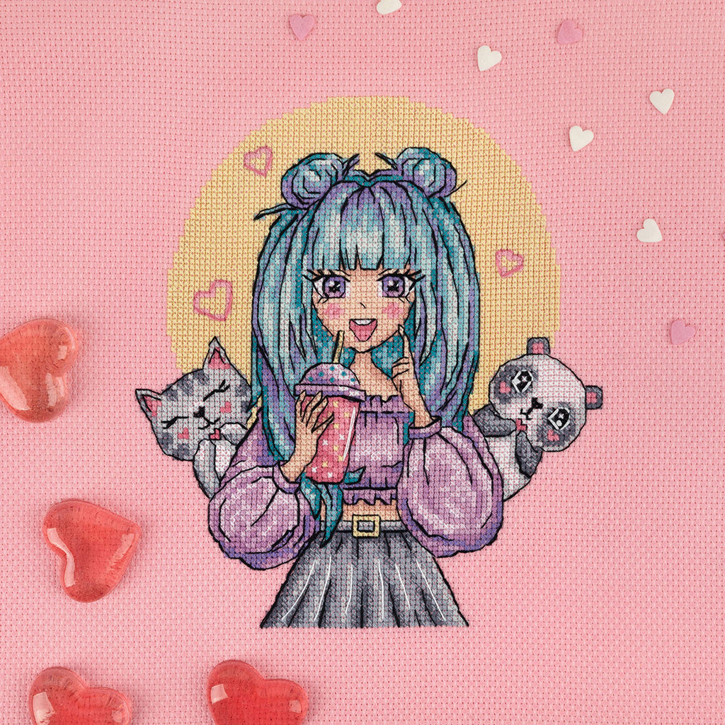 Klart набор для вышивания 8-557 Розовое настроение 19 х 19 см