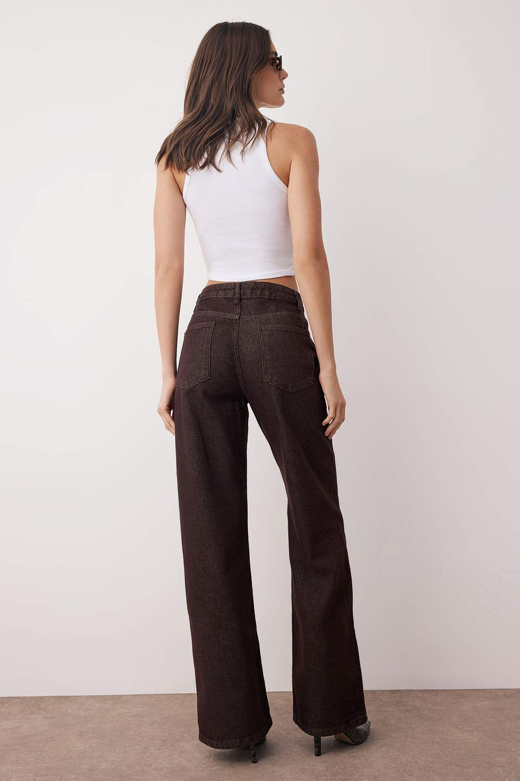 Kahverengi Yuksek Bel Genis Paca Wide Leg Jeans TWOAW26JE00119 - Trendyolmilla фото 4