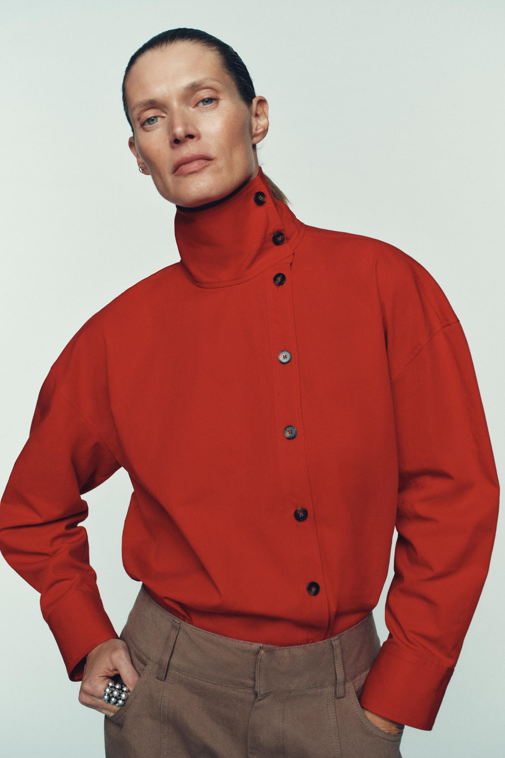 HIGH NECK WRAP SHIRT - Zara фото 2