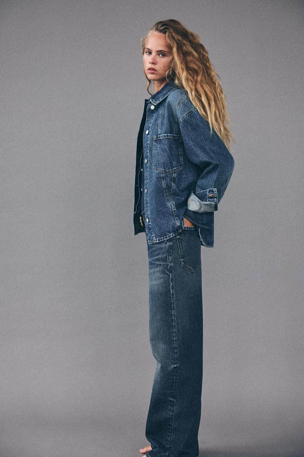 RELAXED OVERSIZE TAPERED HIGH-WAIST TRF JEANS - Zara фото 2