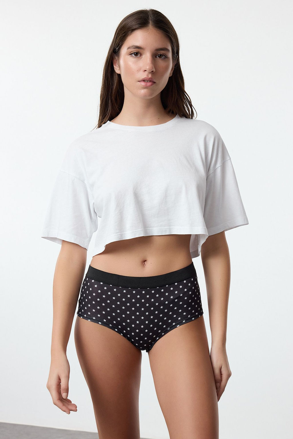 Siyah-Cok Renkli 3lu Paket Pamuklu Y?ld?z Desenli Hipster Orme Kulot THMAW25KU00008 - Trendyolmilla фото 2