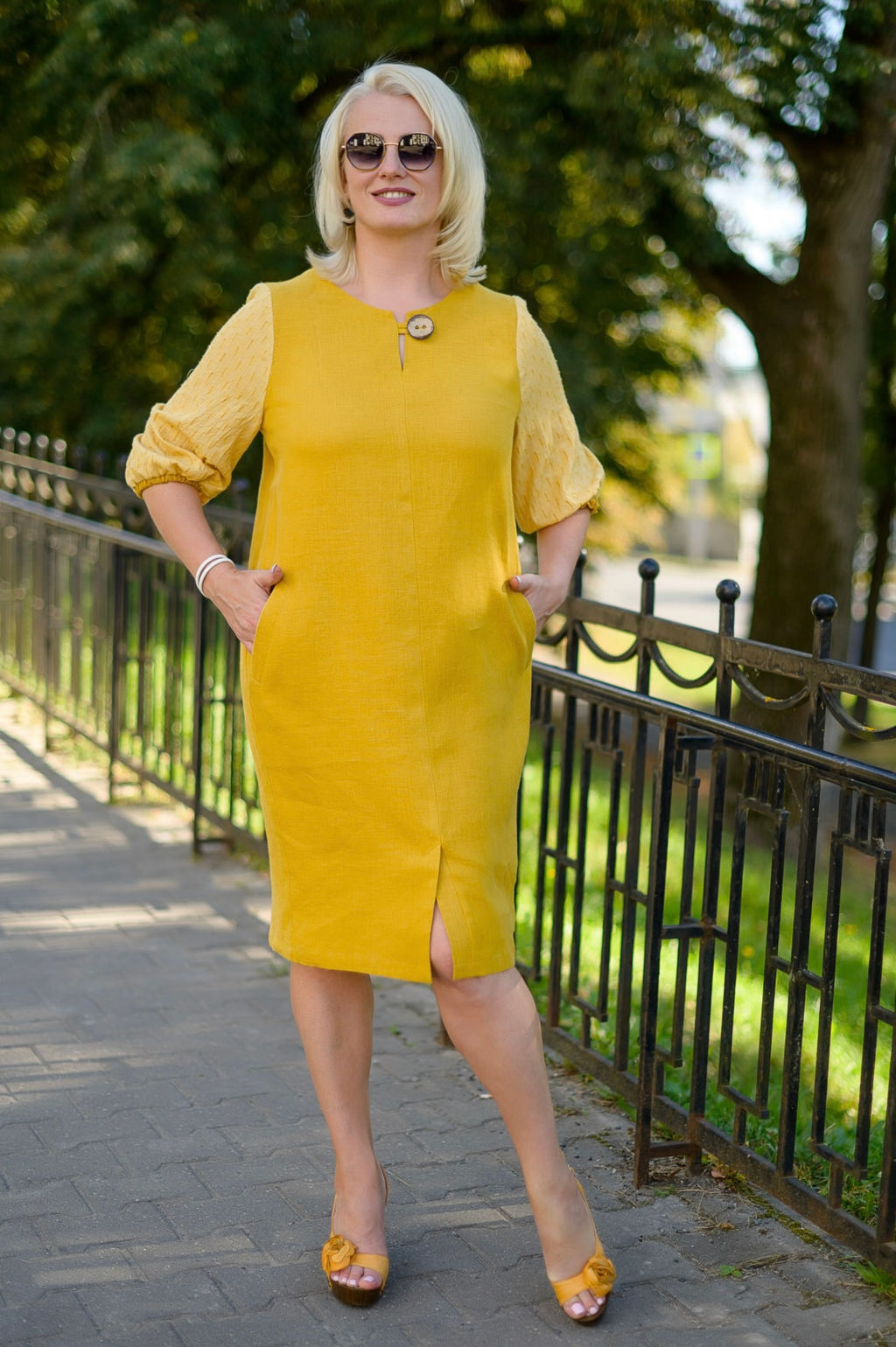 100% ЛЁН Платье футляр - Новый лен фото 3