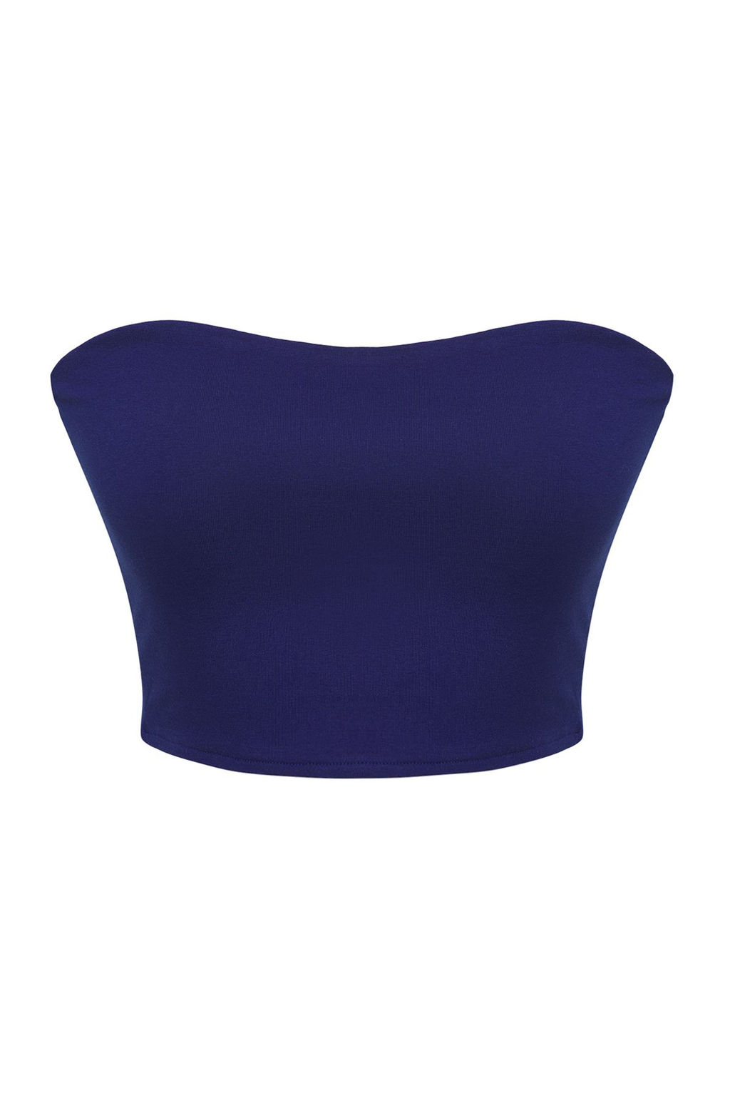Trendyolmilla Ekru Fitted Straplez Yaka Crop Esnek Orme Bluz TWOSS24BZ00055  фото 5