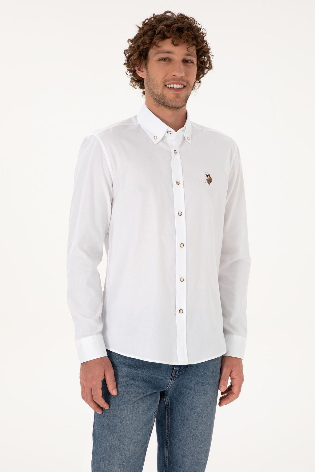 Рубашка U.S. Polo Assn Basic белая из хлопка