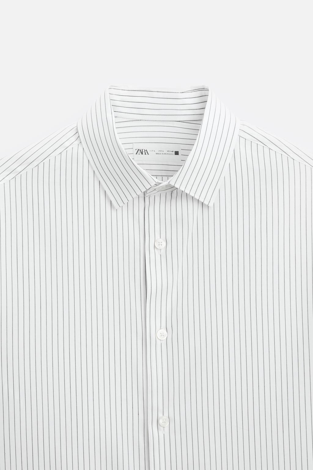 STRIPED COTTON - LYOCELL SHIRT - Zara фото 8