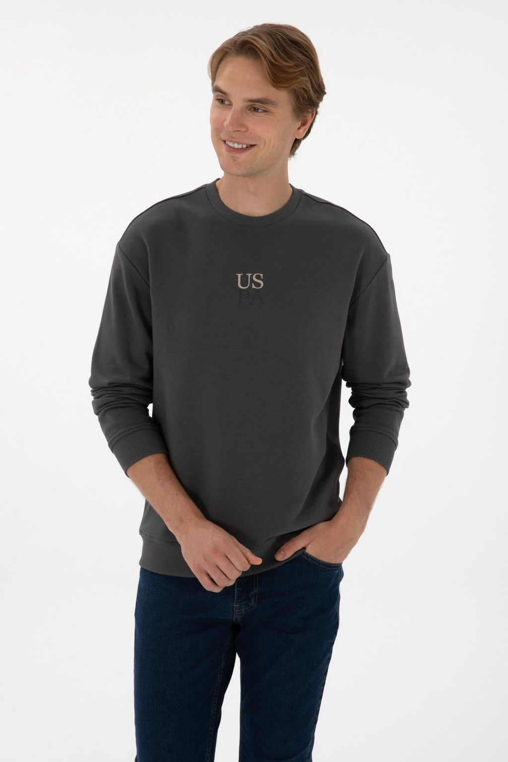 Erkek Antrasit Basic Sweatshirt Sepette S_rpriz _ndirim