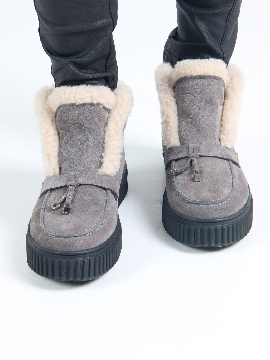 Ботинки 307.от11bl. серый замок замша/Мех