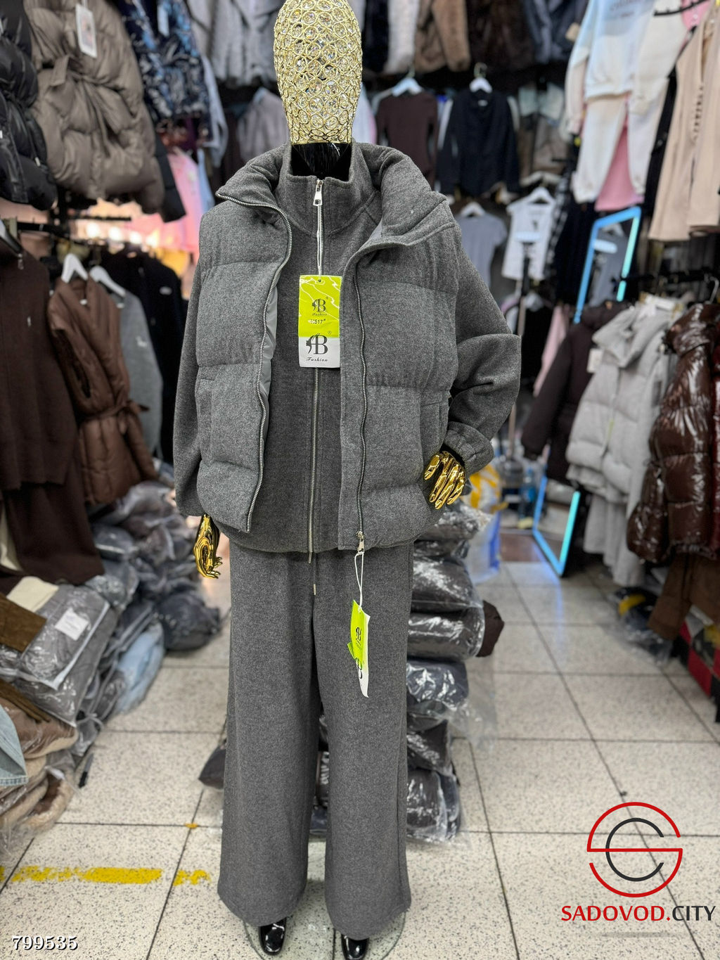 женский костюм тройка (спортивных брюк, худи и жилет) - Bruno фото 4