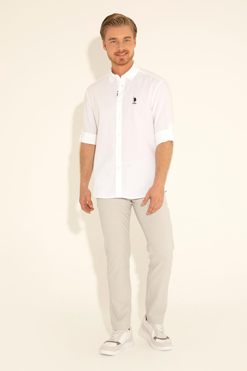 Мужская белая рубашка с длинным рукавом - U.s. polo assn фото 12