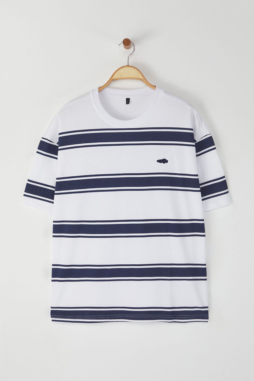 TRENDYOL MAN Beyaz Oversize/Genis Kesim Cizgili Kal?n %100 Pamuk Tok Kumas T-shirt TMNSS25TS00020 - Trendyolmilla фото 8