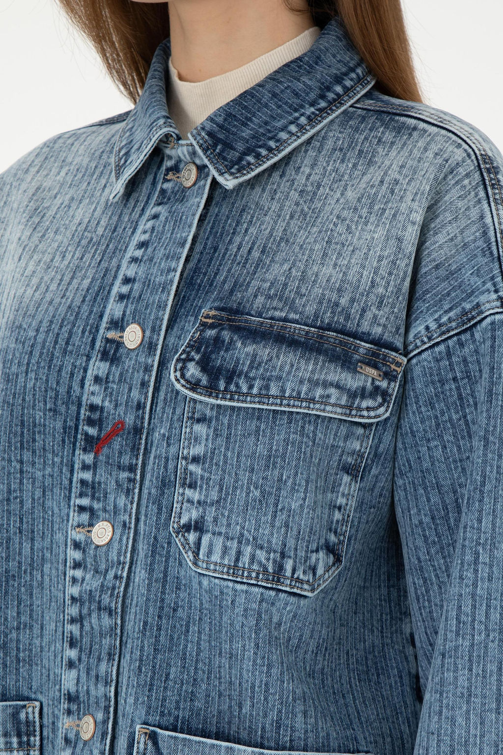 Женская голубая джинсовая рубашка Неожиданная скидка в корзине - U.s. polo assn фото 7