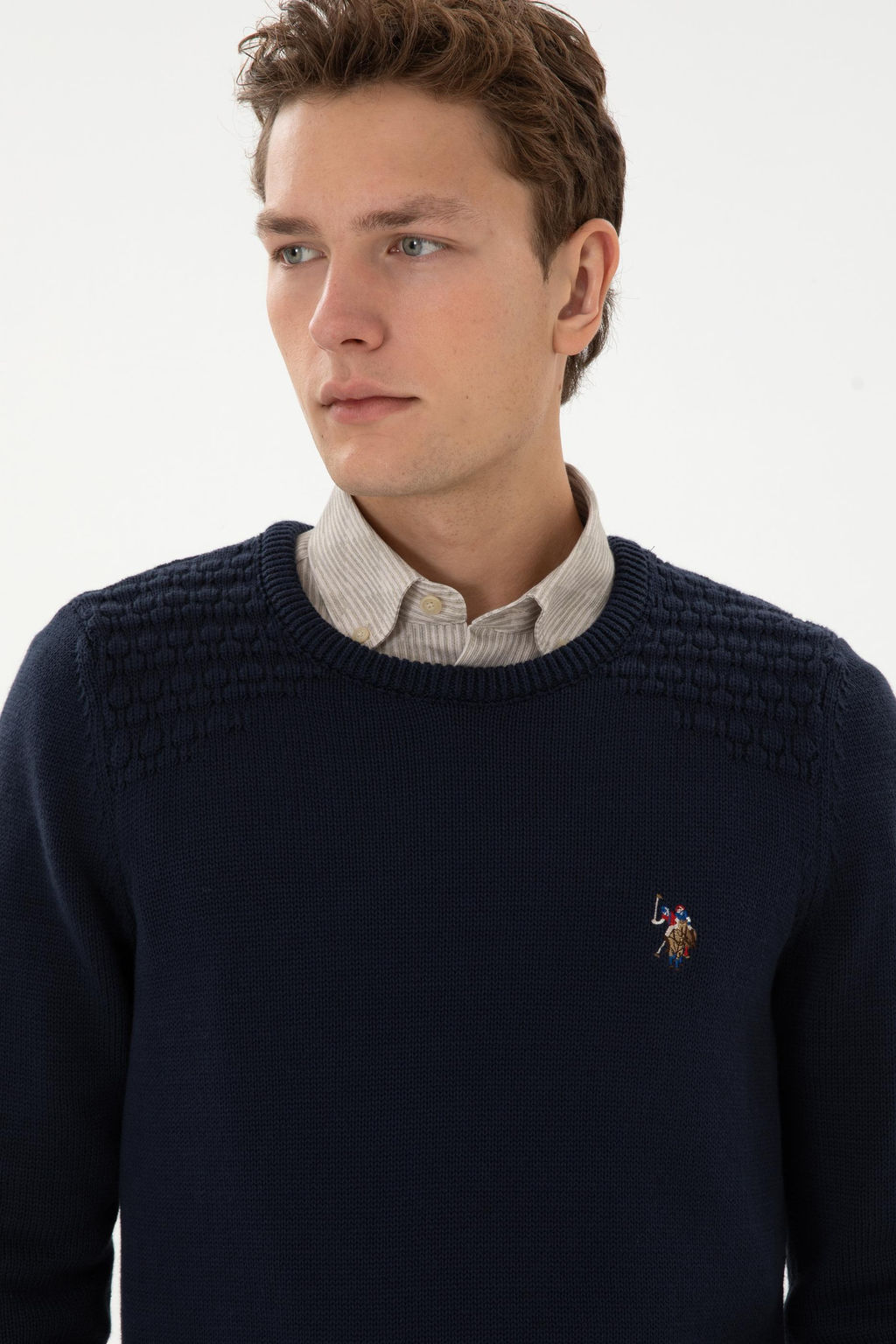 Erkek Slim Fit Bisiklet Yaka Lacivert Kazak - U.s. polo assn фото 2