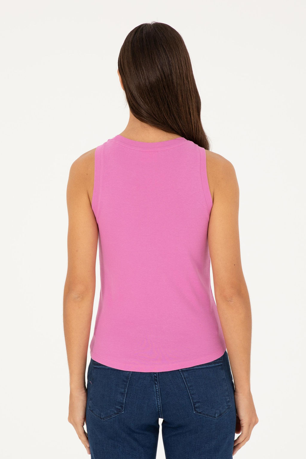 U. S. Polo Assn / Женская фиолетовая базовая футболка без рукавов с круглым вырезом - U.s. polo assn фото 5