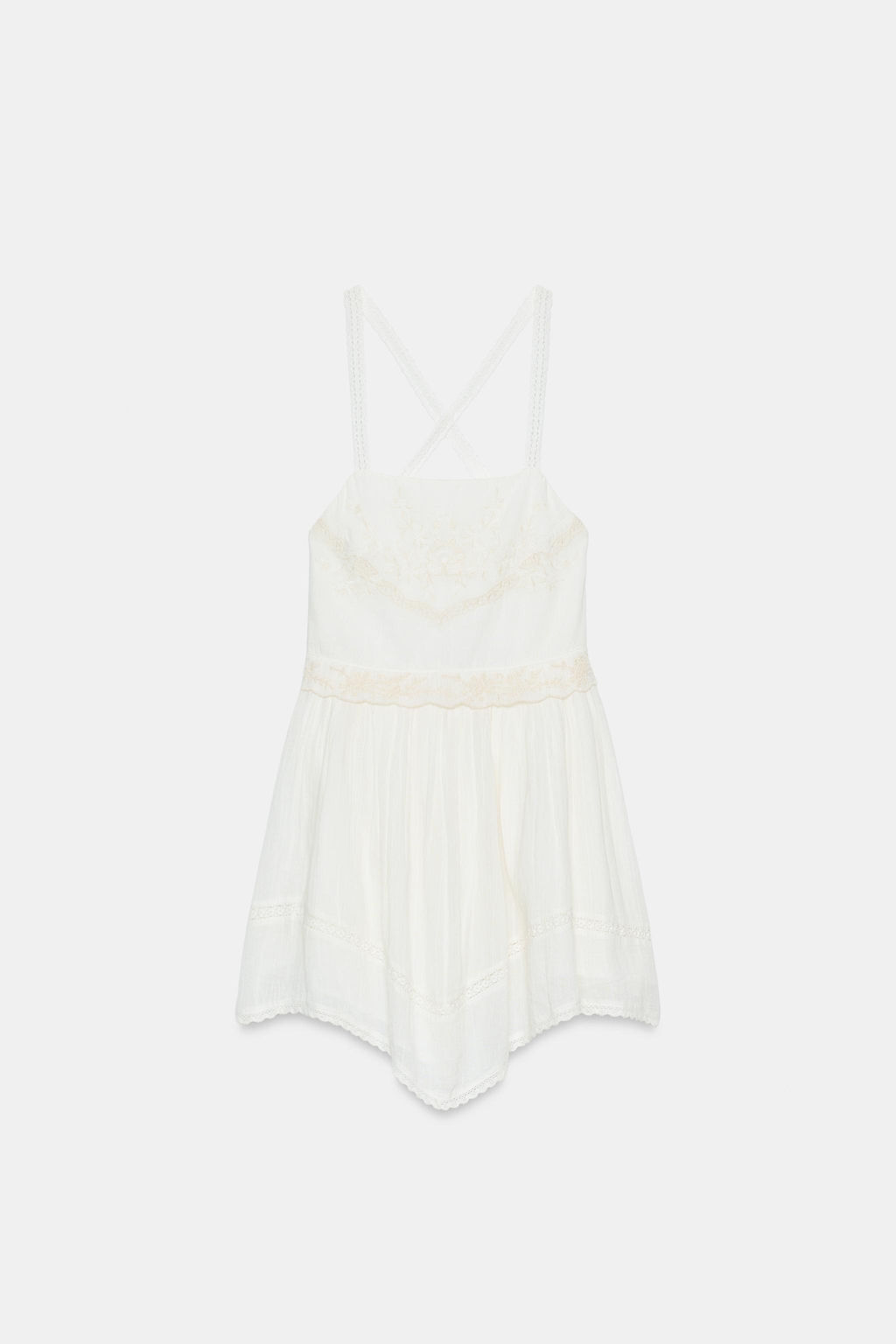 VESTIDO MINI GASA BORDADOS / Blanco - Zara фото 5