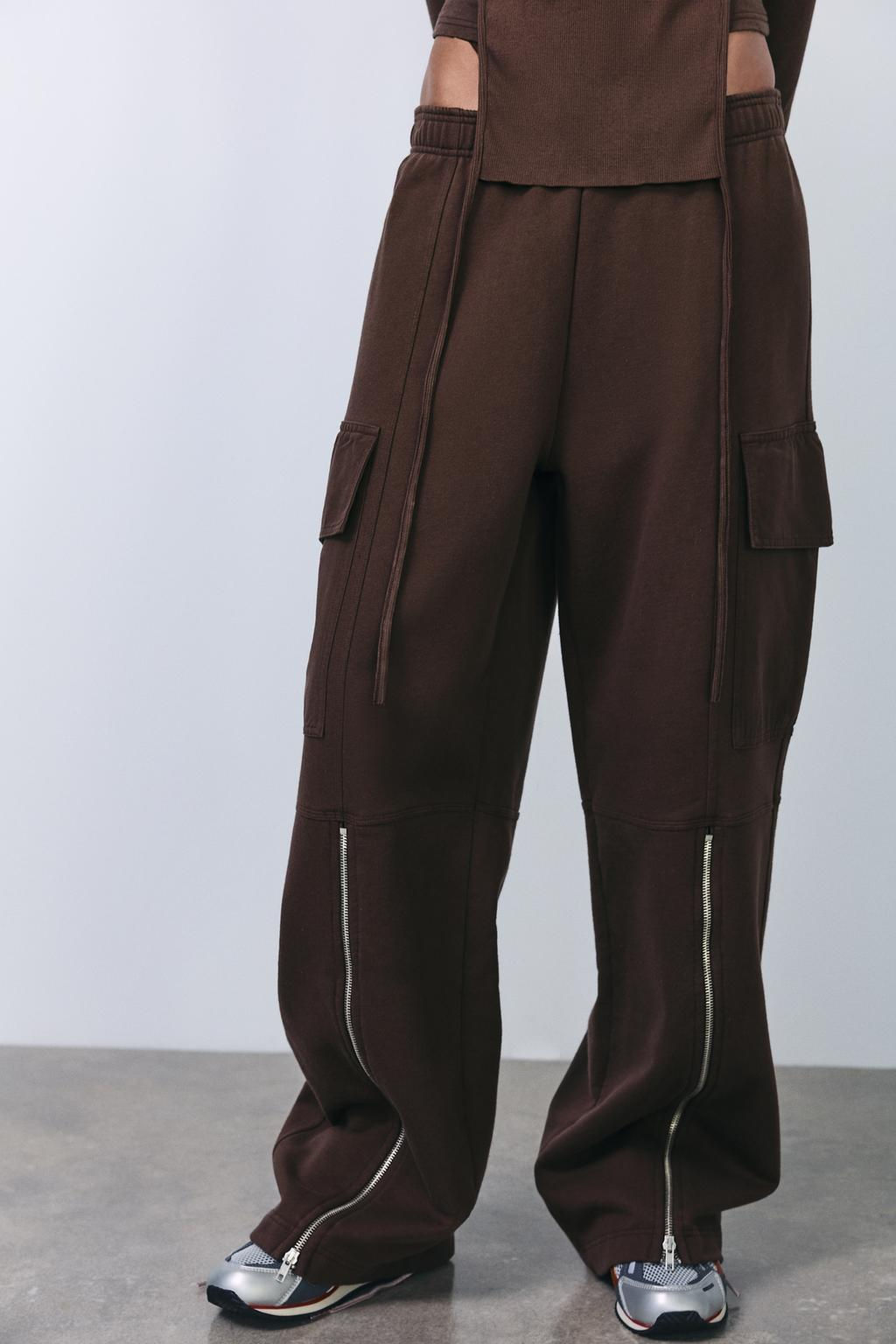 WASHED-EFFECT CARGO TROUSERS WITH ZIPS - Zara фото 2