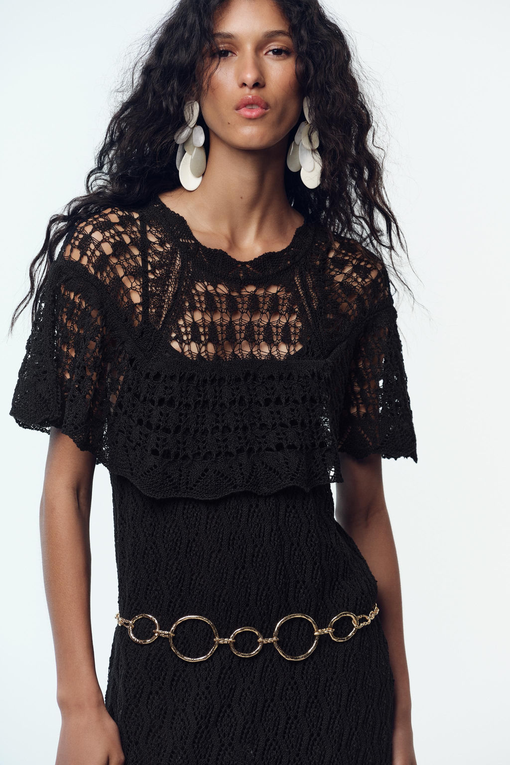 POINTELLE KNIT LONG DRESS WITH RUFFLE - Zara фото 3