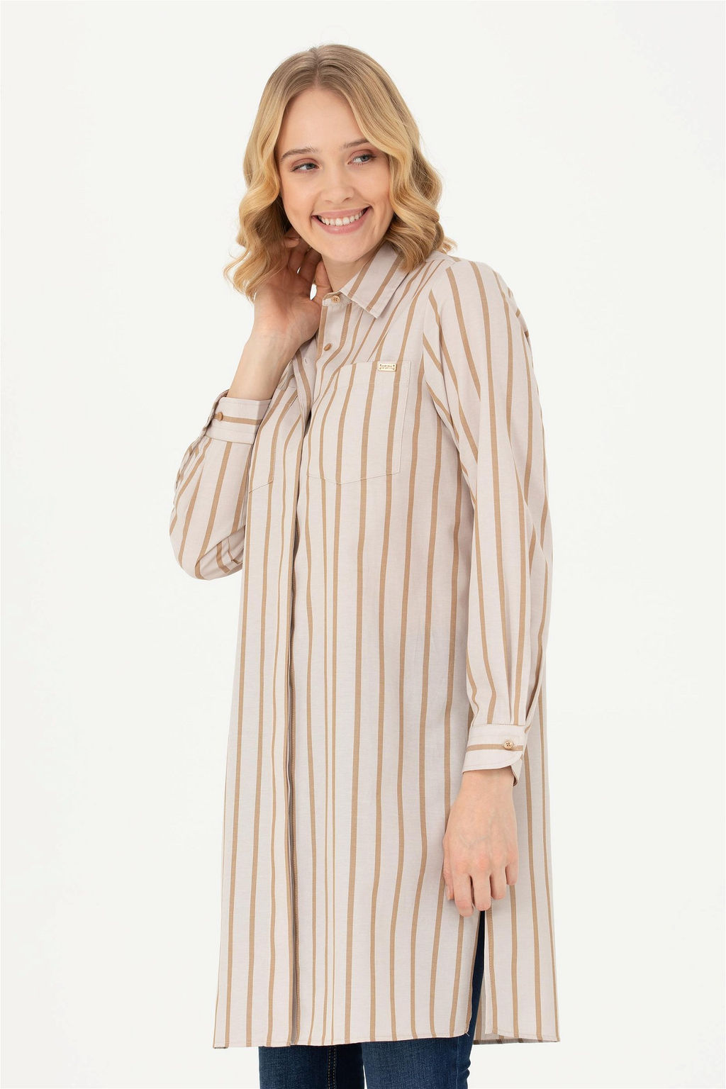 Женская рубашка песочного цвета с длинным рукавом - U.s. polo assn фото 9