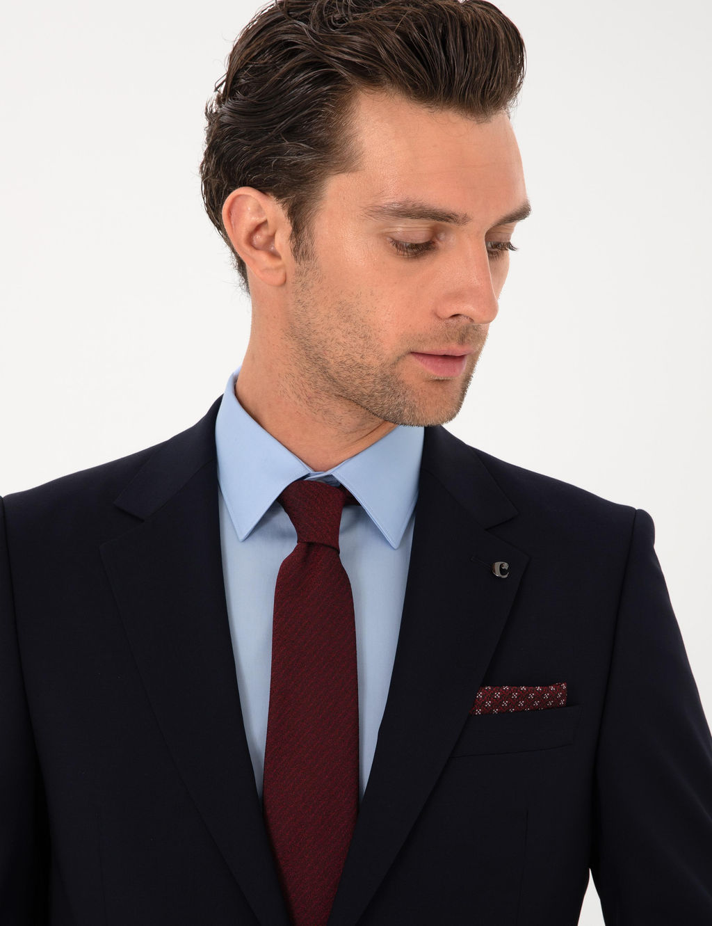 Lacivert Slim Fit %100 Y_n Klasik Tak_m Elbise - Cacharel фото 2