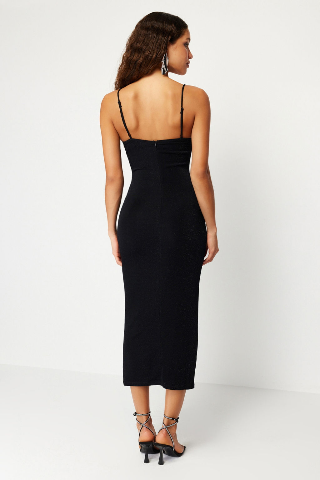 TRENDYOLMILLA Siyah Par?lt?l? Orme S?k Abiye Elbise TPRSS24EL00037 фото 6