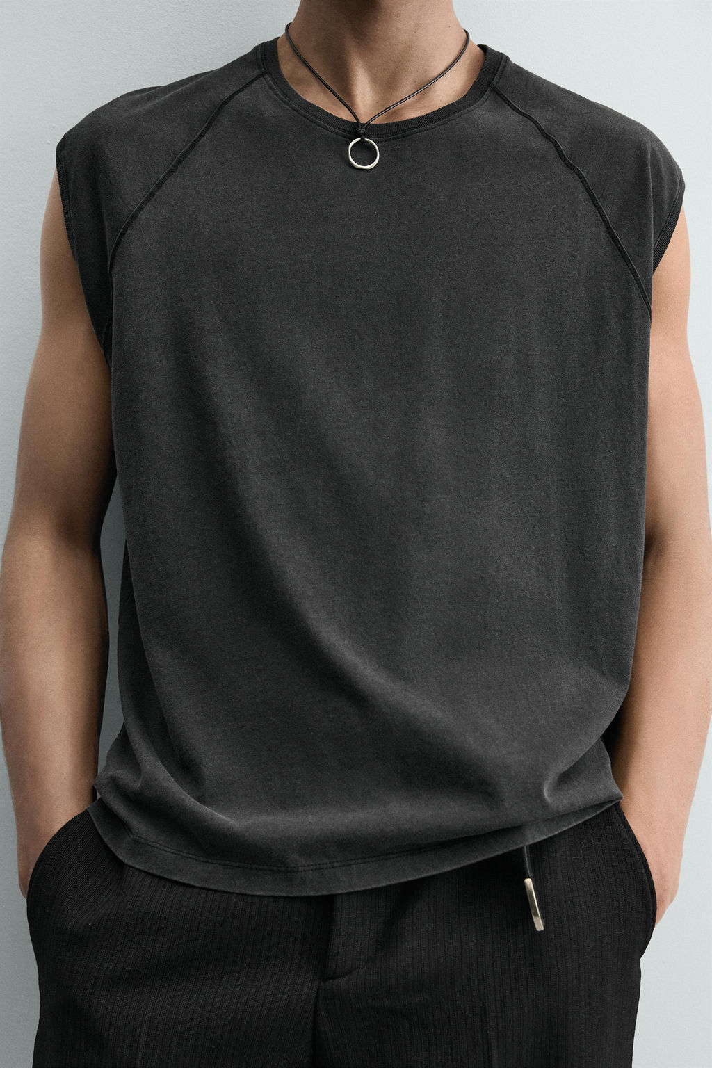 CAMISETA TANK LAVADA / Antracita oscuro