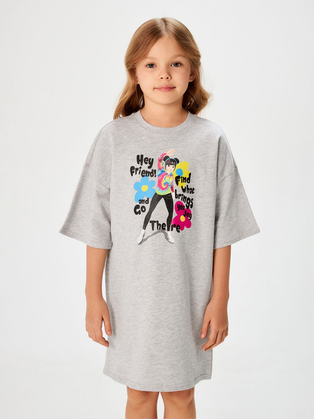 ACOOLA / Платье детское для девочек Bird серый меланж