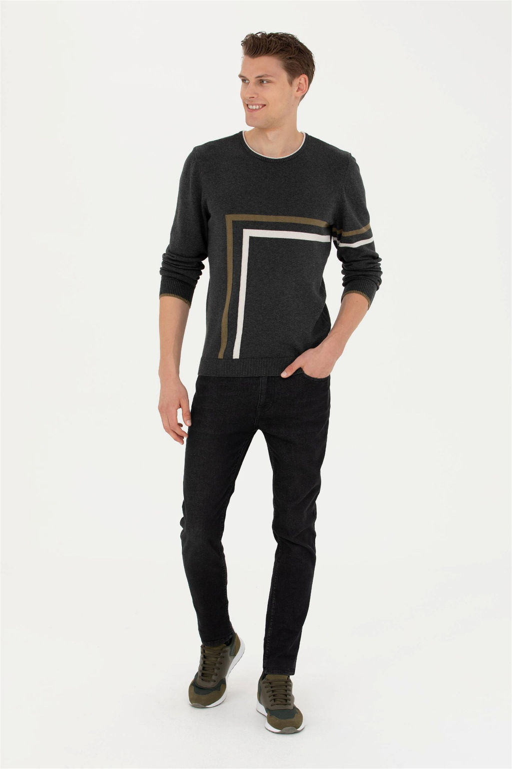 Мужской свитер антрацитового меланжа - U.s. polo assn фото 4